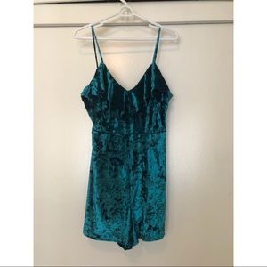 UO Blue Velvet Romper